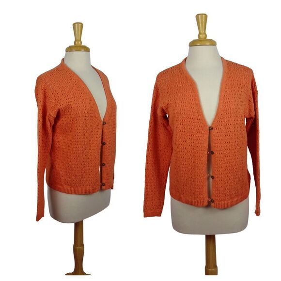 MADEWELL Cardigan Sweater Orange Button Closure Grandpa Oversized NWT $98 XXS - Picture 1 of 11